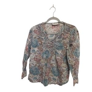 Vintage Goa Floral Embroidered Tunic‎ Top Blouse XL